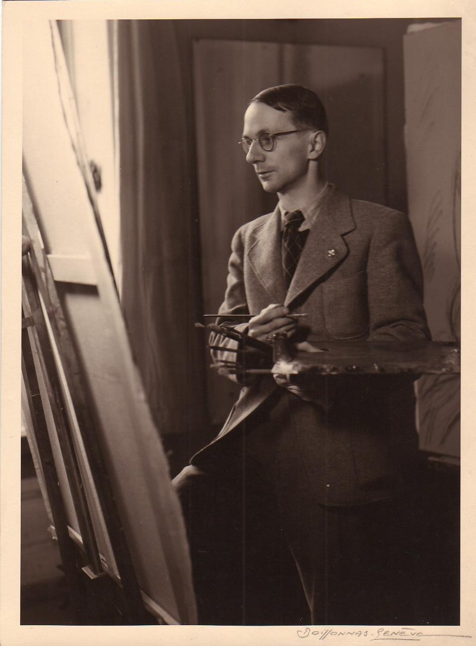 Émile Chambon dans son atelier